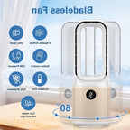 Harrow Bladeless Tower Fan With Intelligent Timer USB Rechargeable Quiet Operation