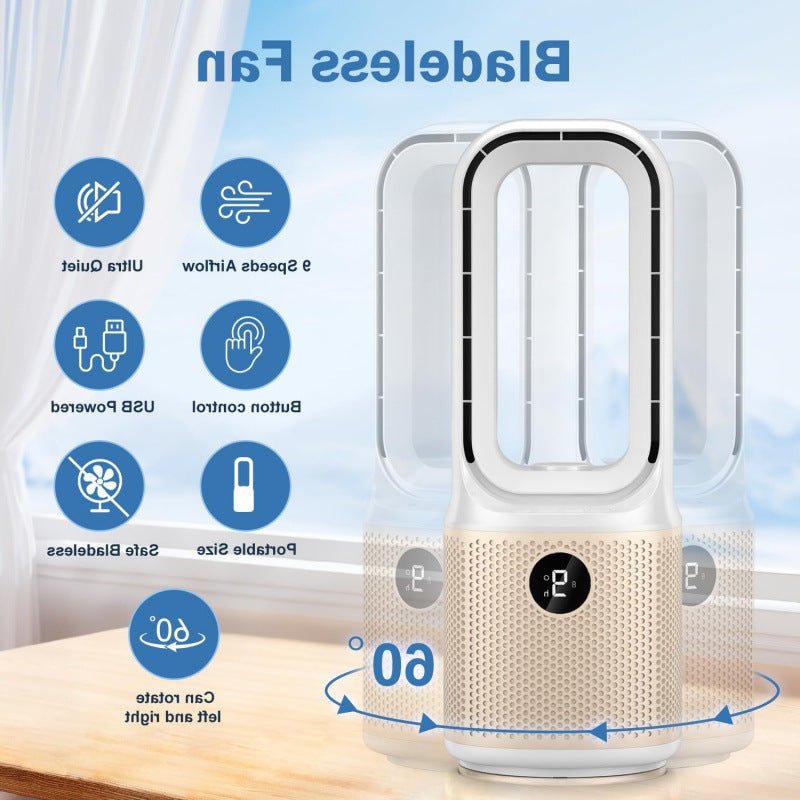 Harrow Bladeless Tower Fan With Intelligent Timer USB Rechargeable Quiet Operation