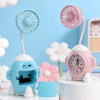 Ladies Desk Clock with Integrated Mini Fan Modern Design for Desk or Bedside