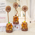 Creative Bear Design USB Table Fan with LED Light Compact Portable Desk Fan