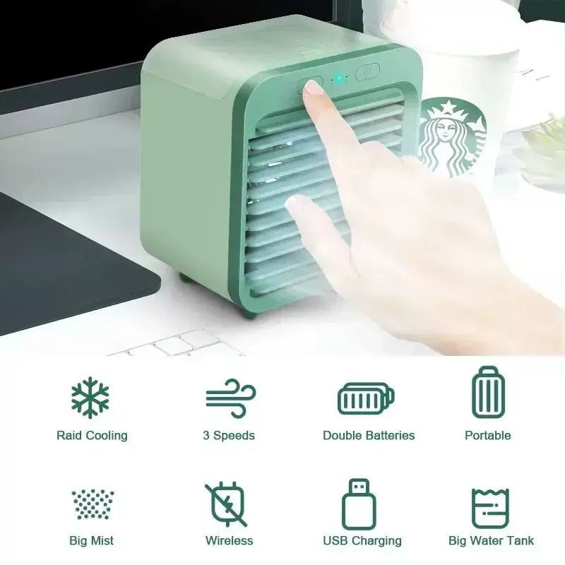 Personal USB-Powered Evaporative Desktop Cooler and Humidifier with Adjustable Louvers Compact Cube