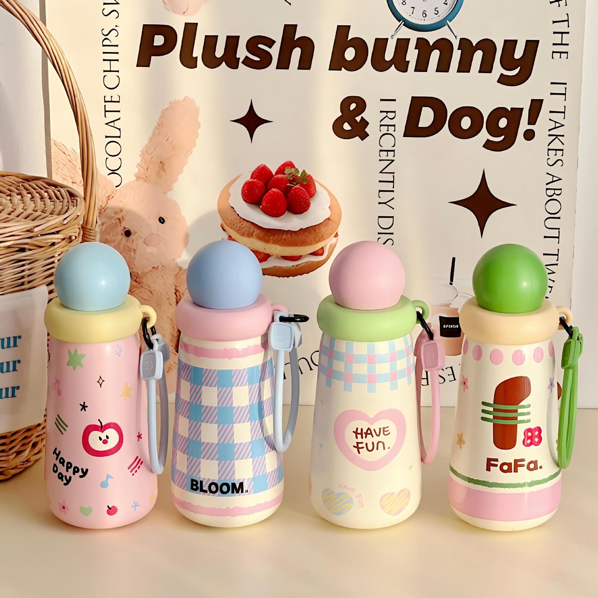Women’s Water Bottle with Creative Lid Funny Design Leak-Proof Portable Durable