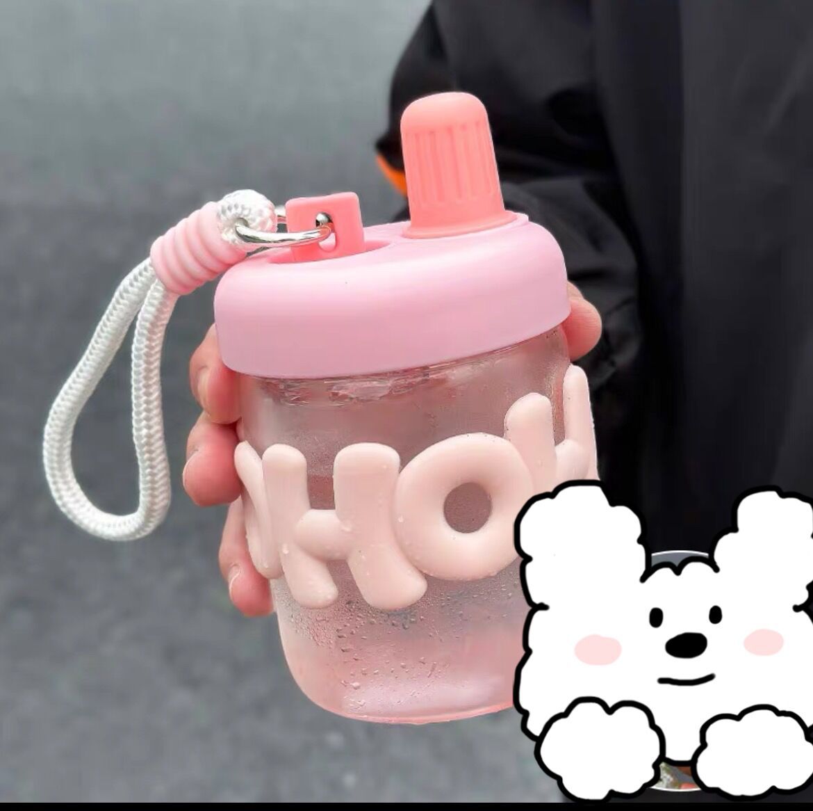 Women’s BPA-Free Plastic Water Bottle with Integrated Carrying Loop and Screw Cap Splash Guard