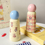 Insulated Water Bottle with Bear Design BPA-Free Plastic Leak-Proof Flip Lid for Women