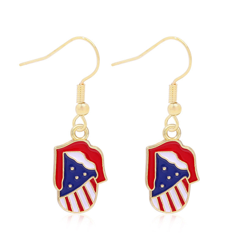 Women's Lightweight Star Earrings Enamel Flag Design Fishhook Closure Zinc Alloy