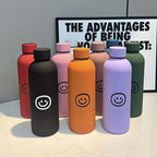 Ladies Stainless Steel Insulated Water Bottle 500ml Leak-Proof Smile Design