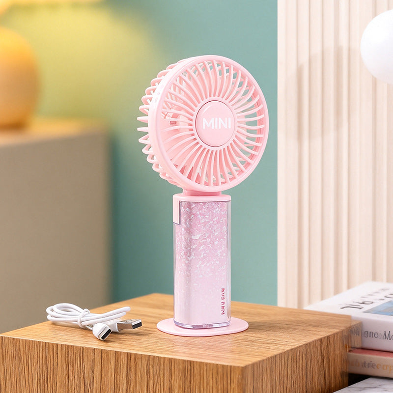 Rechargeable Handheld Fan Compact Foldable Stand Quiet Motor Portable USB Fan