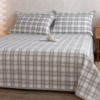 Bowlift Women's Checkered Cotton Bedding Set Gray High-Quality Breathable Cotton