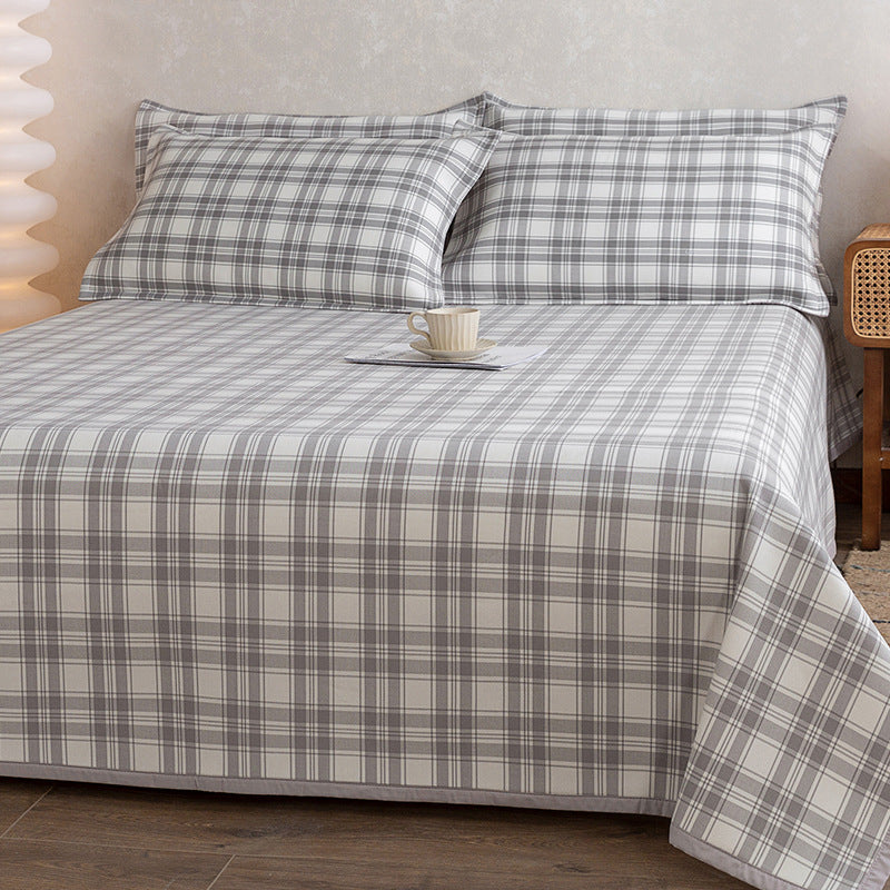 Bowlift Women's Checkered Cotton Bedding Set Gray High-Quality Breathable Cotton