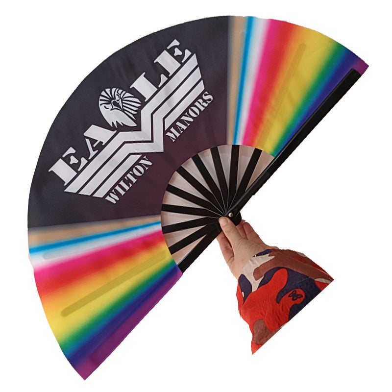 Women's Colorful Folding Fan with Sturdy Plastic Ribs 64cm Lightweight Portable