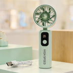 Portable High-Speed USB Charging Fan with LCD Display Compact Handheld Personal Cooling Fan for Women