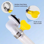 Universal Drain Hose Elbow Connector with Removable Plug and Stainless Steel Clamp