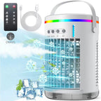 Portable Evaporative Air Cooler USB Powered Compact Personal Fan with Remote and LED Mood Light