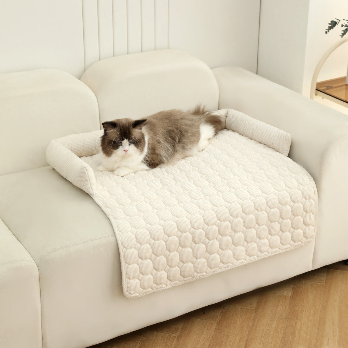 Cozy Cat Bed Plush Ergonomic Raised Sides Non-Slip Base Comfortable Pet Lounger