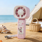 Portable USB Rechargeable Handheld Fan with Cute Rabbit Design Lightweight Personal Cooling Fan