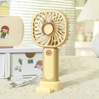 Portable USB Handheld Fan with Ergonomic Grip and Integrated LED Light for Travel and Home Use