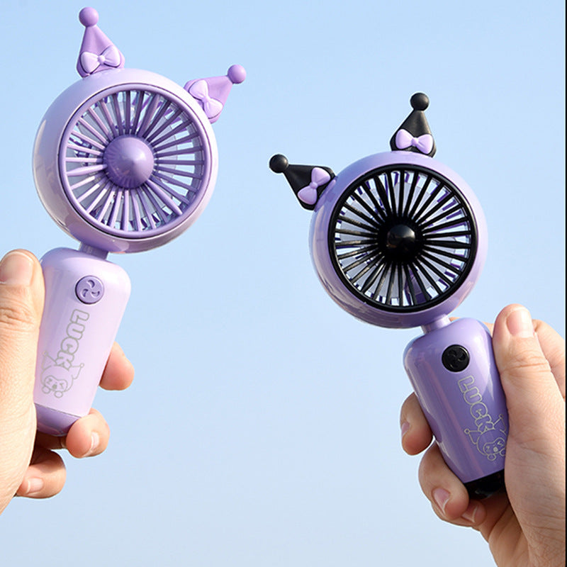 USB Rechargeable Mini Handheld Fan with Foldable Stand and Removable Ear Attachments