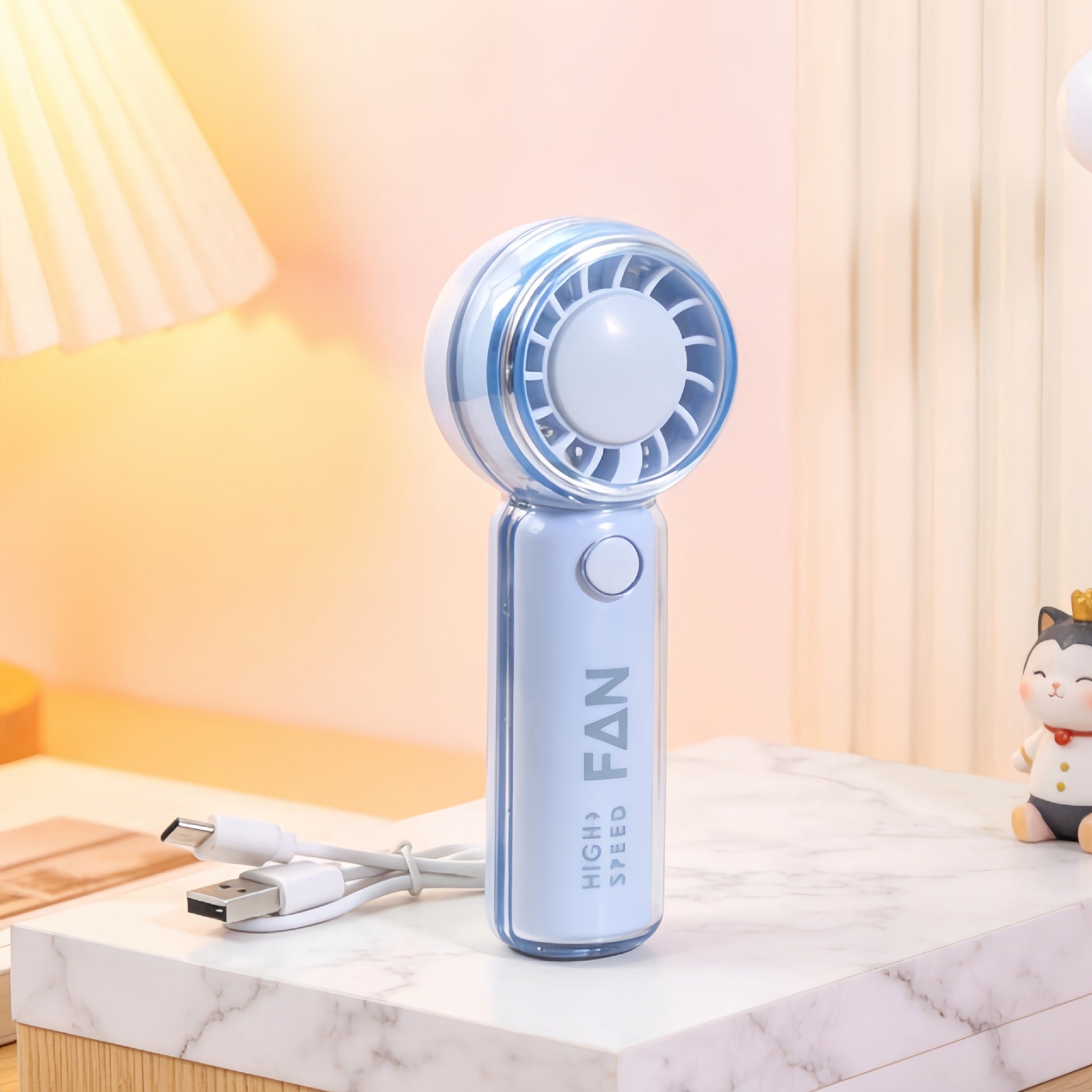 Portable Handheld Fan with Bear Design USB Rechargeable Lightweight Personal Fan