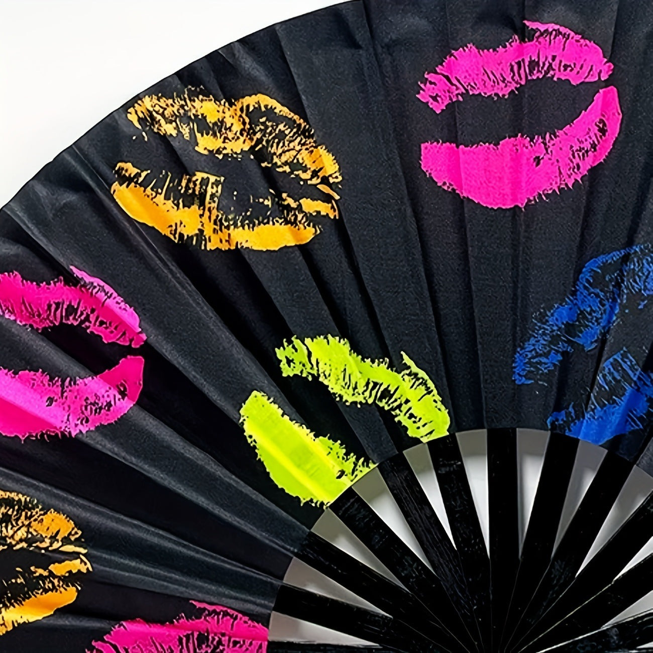 Ladies Foldable Fan Colorful Butterfly and Lip Designs Lightweight Portable Accessory