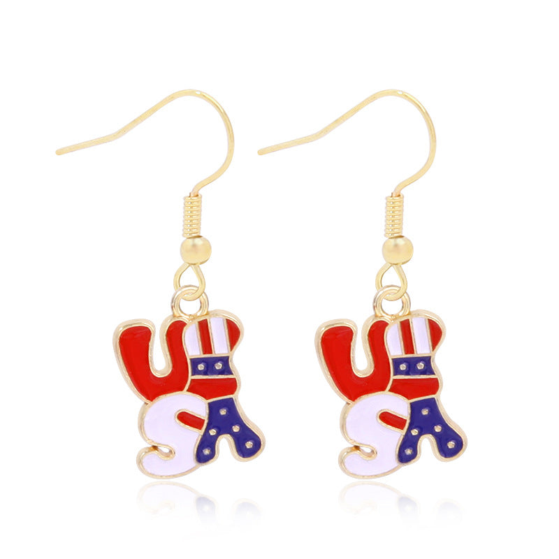 Women's Lightweight Star Earrings Enamel Flag Design Fishhook Closure Zinc Alloy