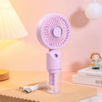 Portable Mini Fan With Integrated Spray Function USB Rechargeable Adjustable Speed