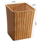 Rectangular Woven Waste Bin Natural Material Compact Bathroom Kitchen Office Trash Can