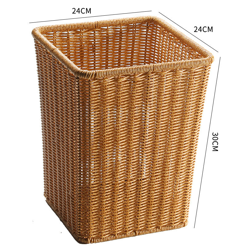 Rectangular Woven Waste Bin Natural Material Compact Bathroom Kitchen Office Trash Can