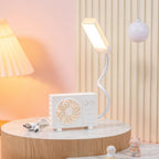 Multifunctional Table Lamp with Built-In Fan USB Powered Adjustable Brightness Compact Design