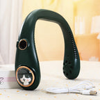 Women’s Portable Neck Fan USB Rechargeable Lightweight Ergonomic with Cute Animal Design