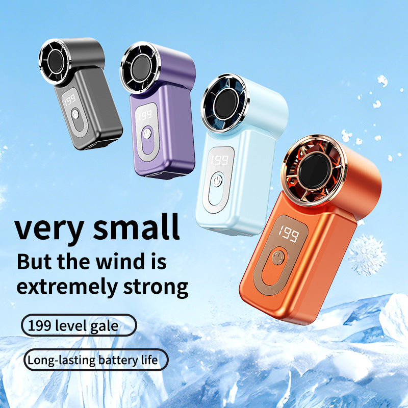 Portable Mini Wind Cannon Fan with Digital Display Rechargeable Battery Compact Design