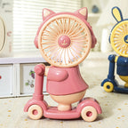 Ladies Portable Handheld Fan USB Rechargeable Cute Animal Design Lightweight Quiet Operation