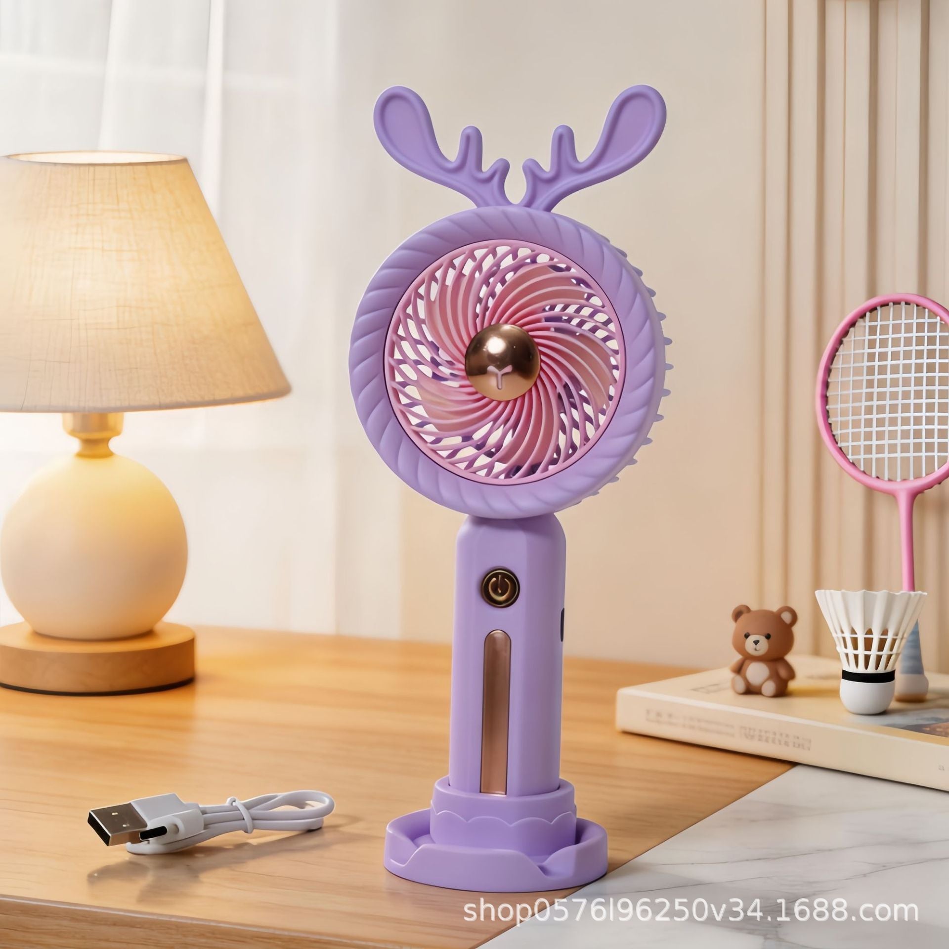 Harrow Portable Mini Fan USB Rechargeable Lightweight Quiet Operation with Fawn Design