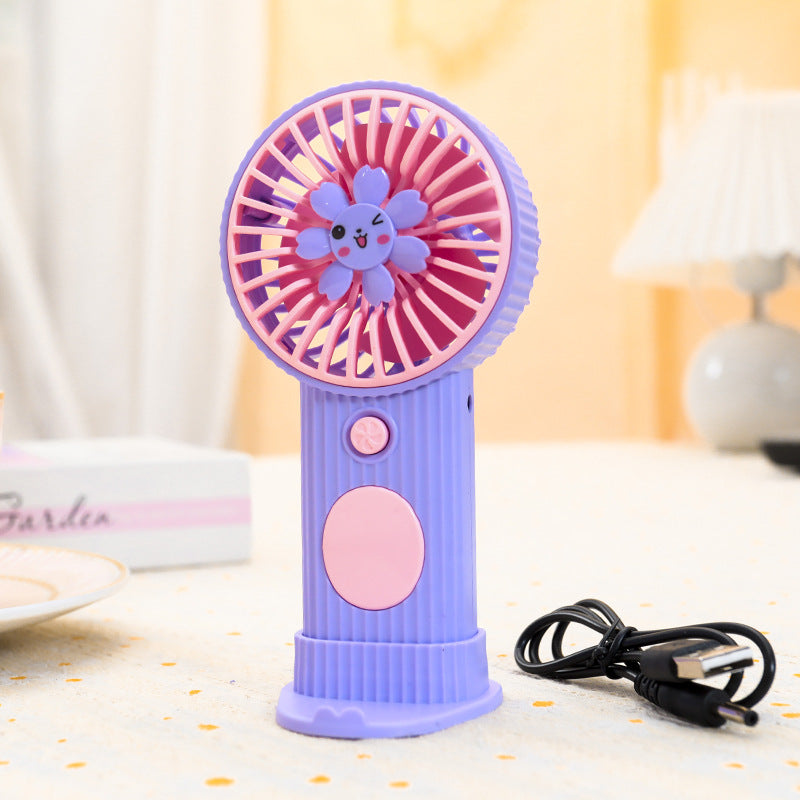 Portable Mini Hand Fan USB Rechargeable Lightweight Quiet Operation with Flower Design