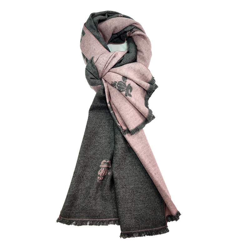 Ladies Scarf Soft Fleece Blend Warm Elegant Geometric Pattern Wrap