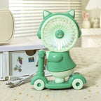 USB Desk Fan Cute Cat Design Portable Quiet Operation Adjustable Tilt for Women