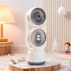 Portable Double Fan USB Rechargeable Quiet Motor Tiltable Heads Unisex