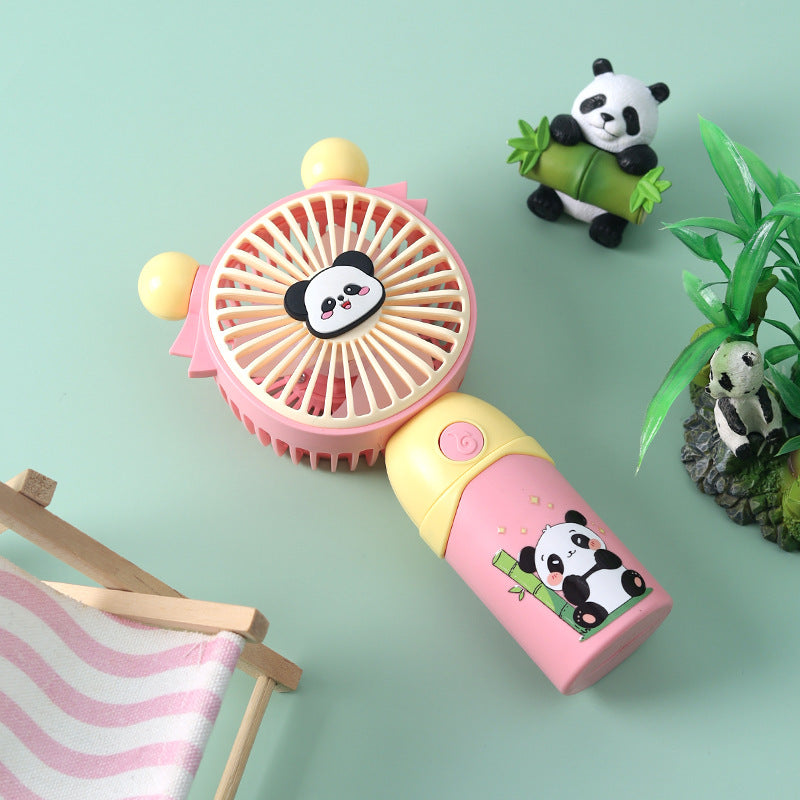 Portable Mini Hand Fan USB Rechargeable Child-Friendly Panda Design with Soft Silicone Ears