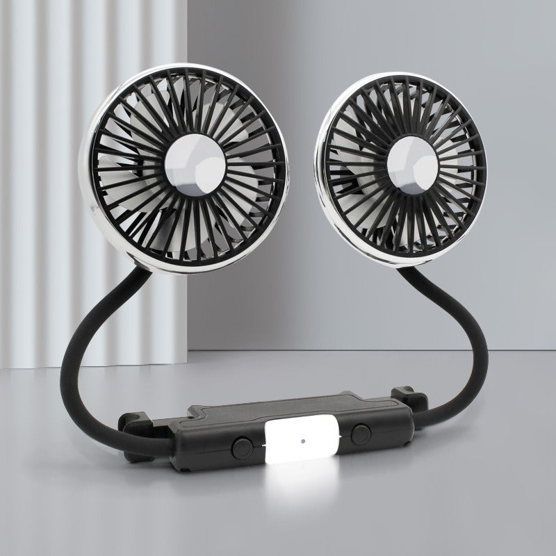 Portable Dual Head Car Cooling Fan Adjustable Speed Universal Fit