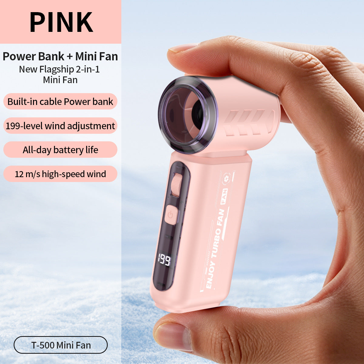 Portable Mini Fan with Power Bank Function Compact Rechargeable Personal Cooler