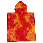 Women's Fleece Poncho with Hood Tie-Dye Pattern Soft Warm One Size