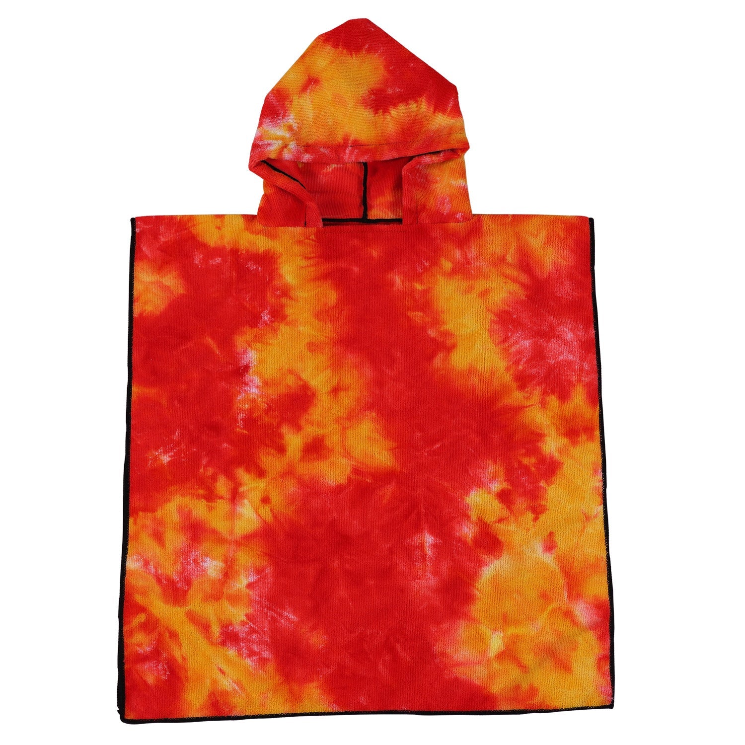 Women's Fleece Poncho with Hood Tie-Dye Pattern Soft Warm One Size
