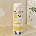 Women's Insulated Stainless Steel Water Bottle Leak-Proof Flip Top Floral Design