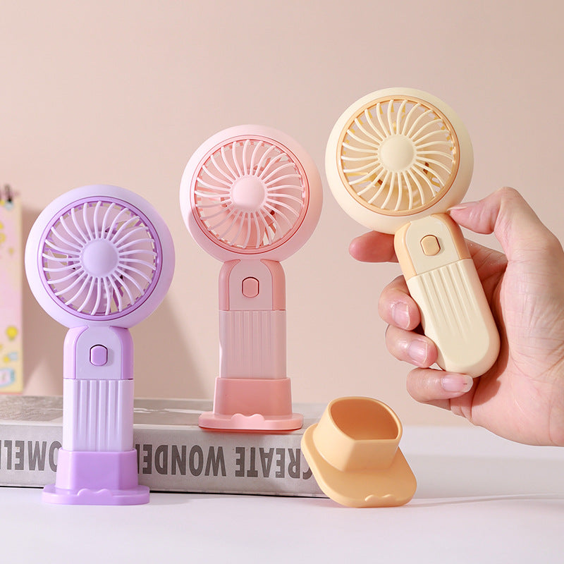 Portable Handheld Fan with Flexible Stand Base Compact Lightweight for Travel