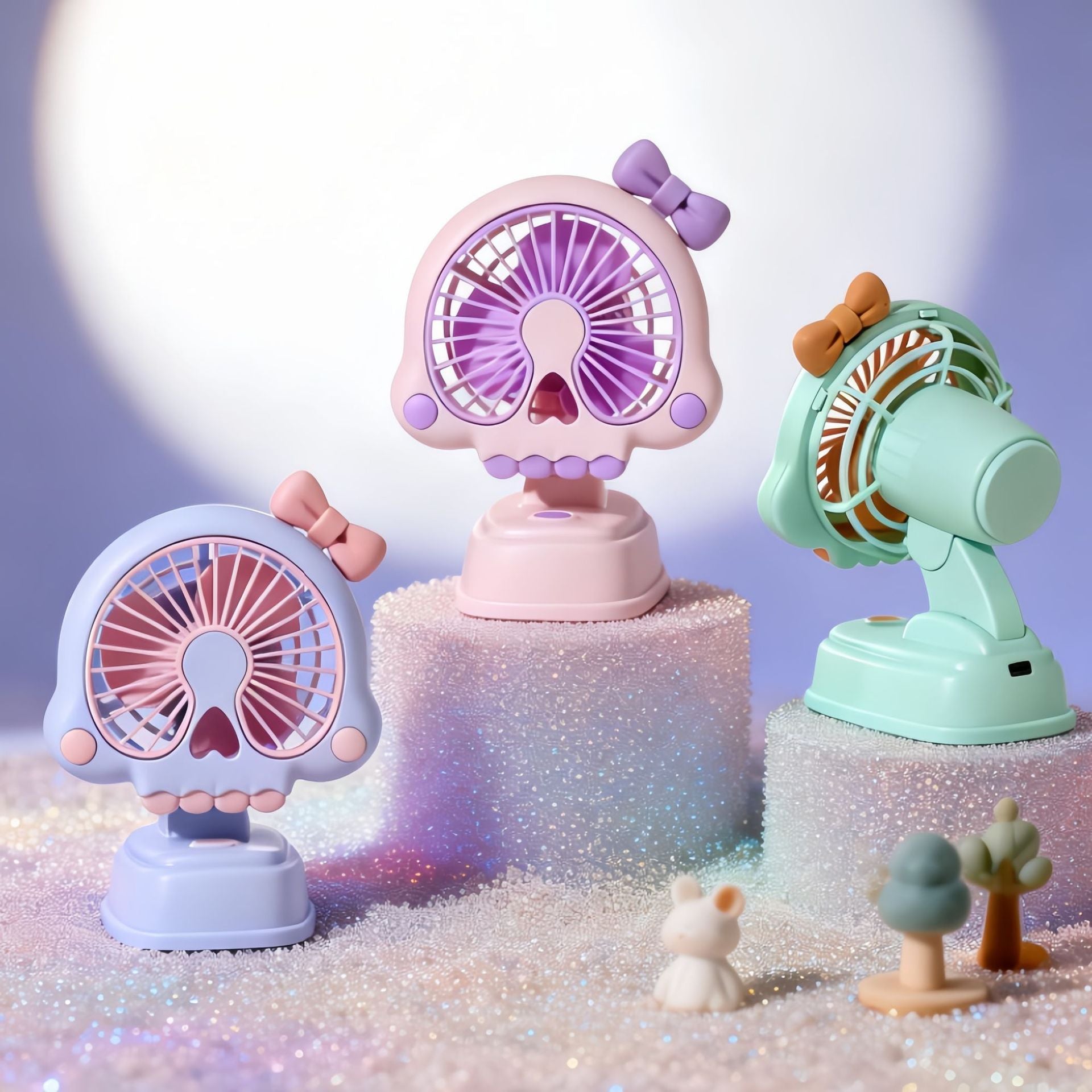 Women's Mini USB Table Fan Creative Skull Design Portable Adjustable Tilt