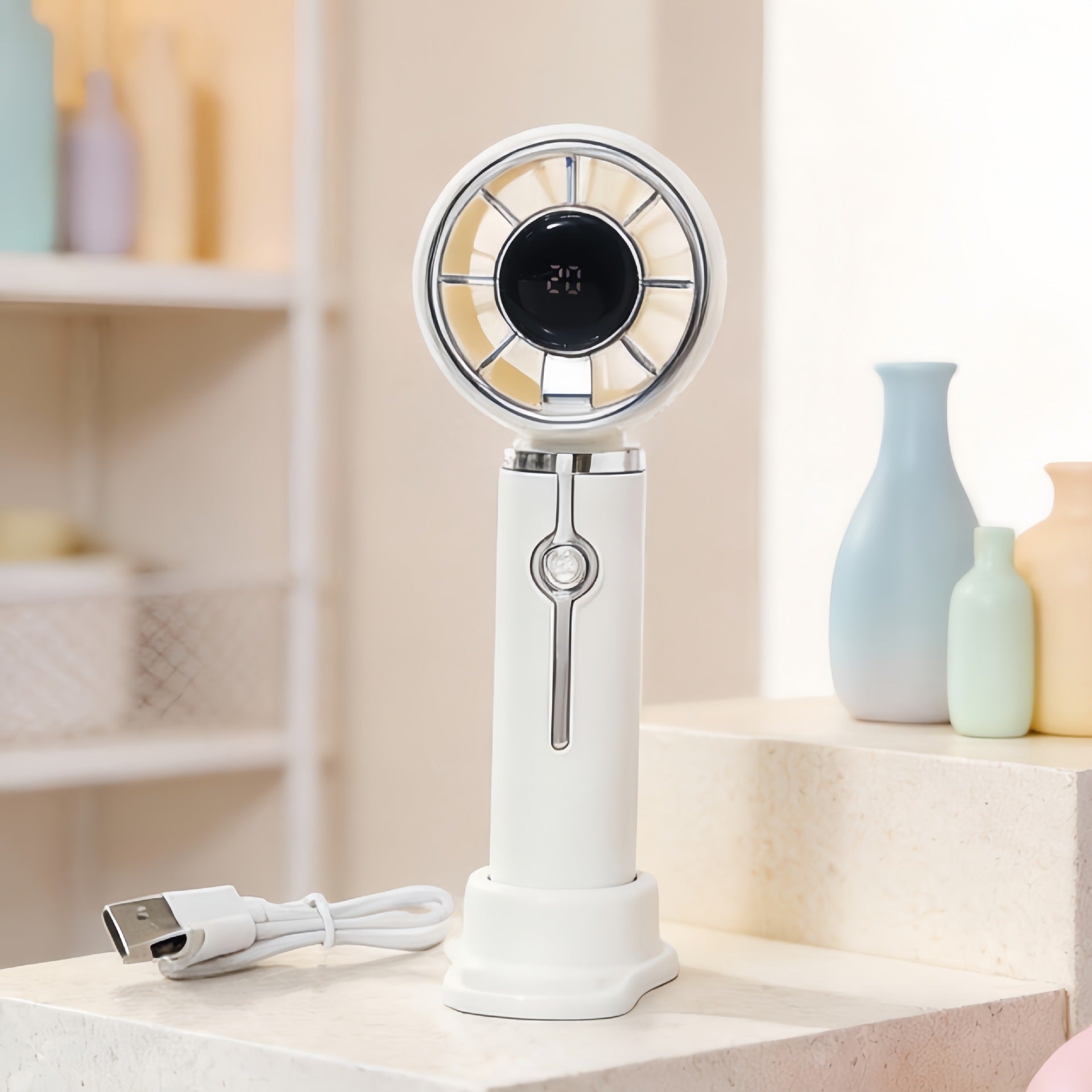 Women's Portable USB Handheld Fan with Variable Speed Control Compact Lightweight Quiet Operation