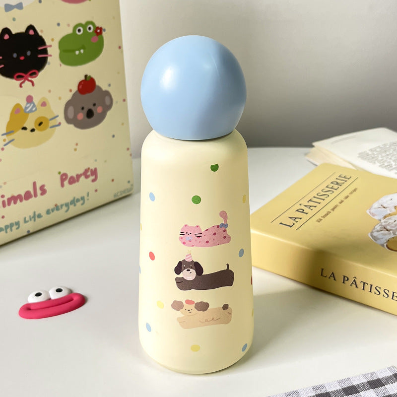 Insulated Ladies Water Bottle BPA-Free Plastic Flip-Top Lid Ergonomic Animal Design