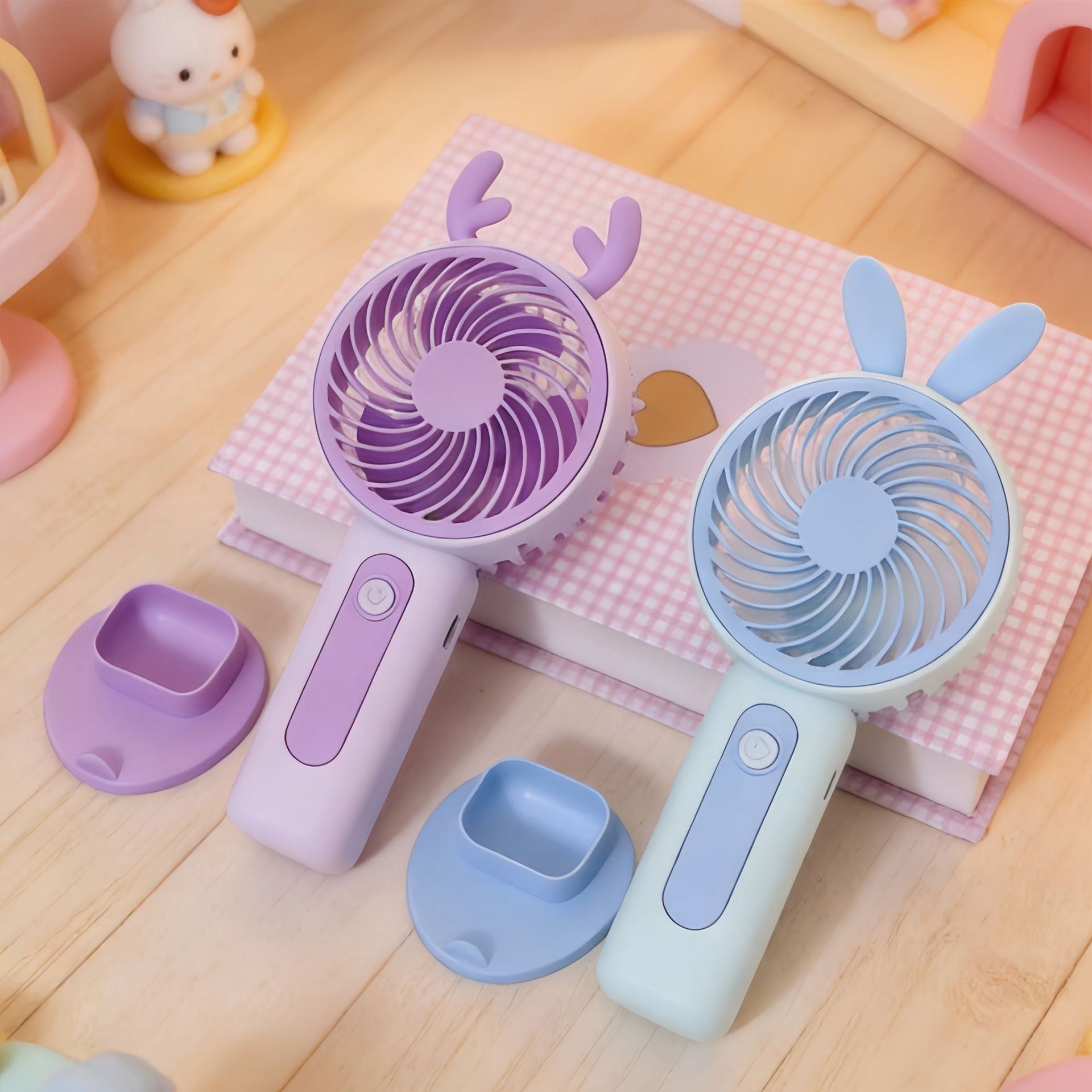 Portable Handheld Fan USB Rechargeable Compact Lightweight Small Ear Design