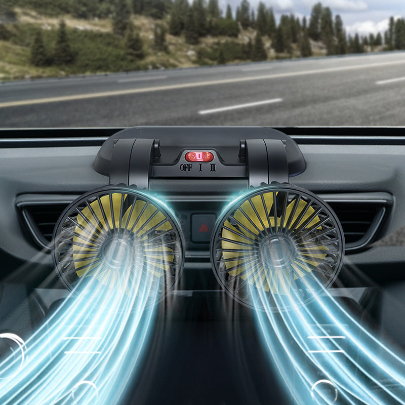 Dual Cooling Car Ventilation Fan Adjustable Speed Dual Head Portable