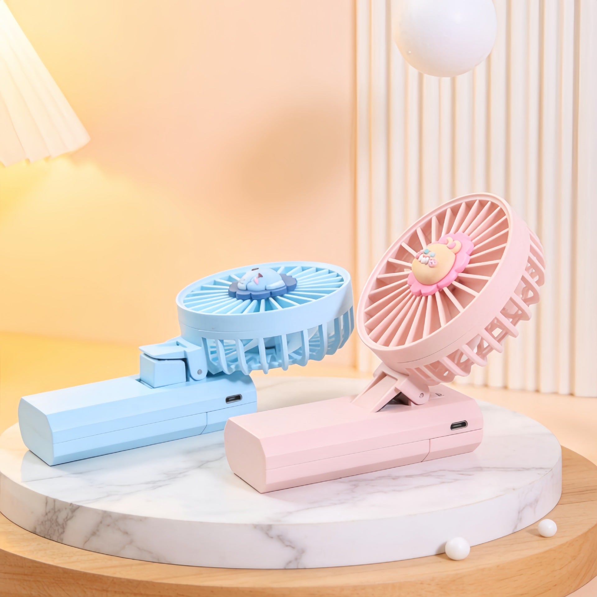 Unisex Portable Handheld Fan with Cute Animal Design USB Rechargeable Adjustable Speed
