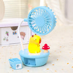 USB Desk Fan with Colorful LED Light Portable Quiet Table Fan for Women Adjustable Tilt